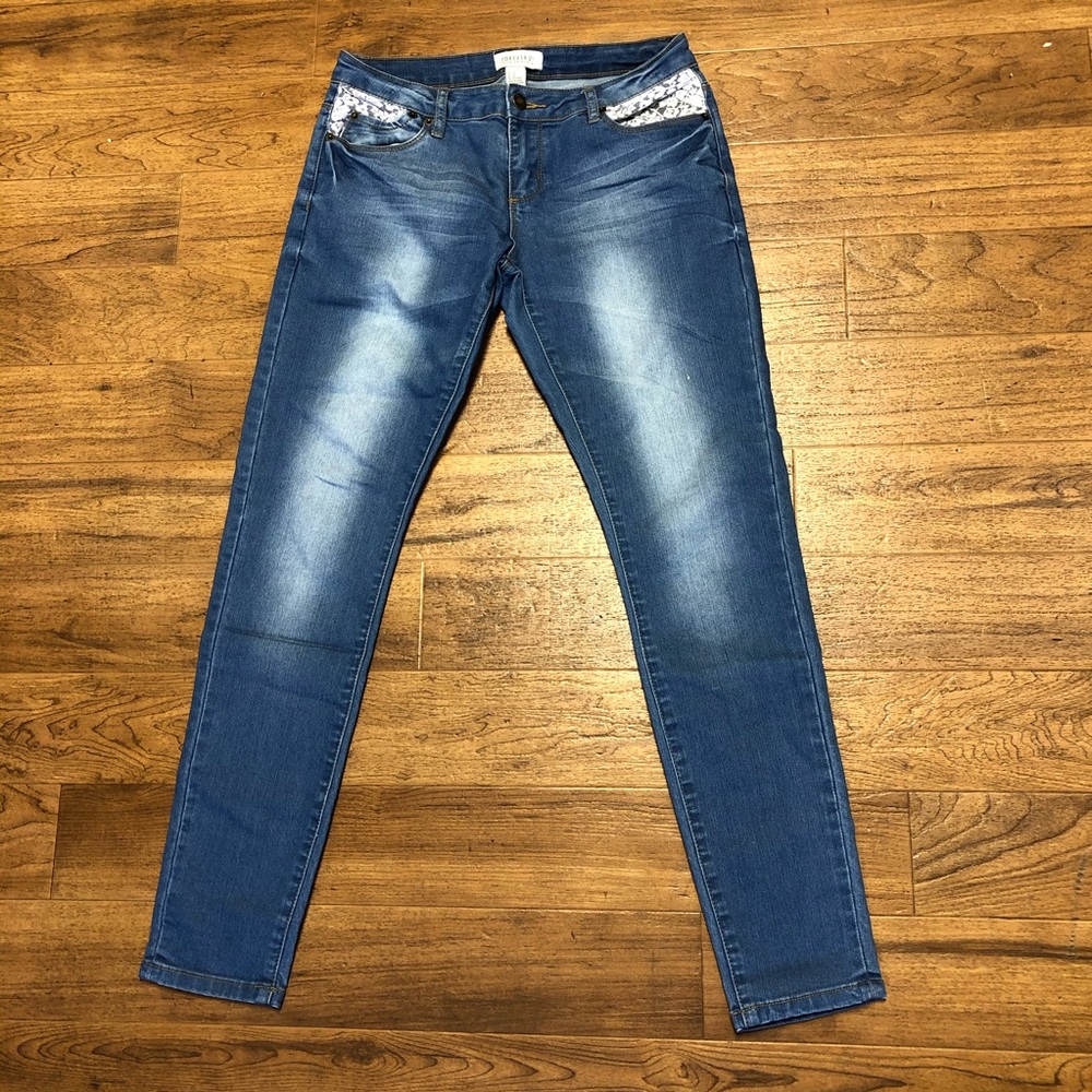 SOLD Lace Pocket Medium Wash Denim Jeans